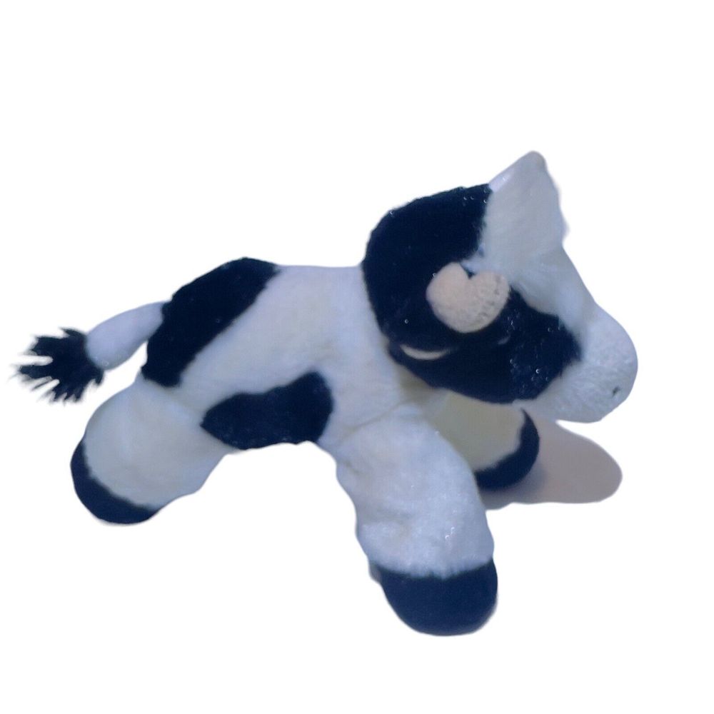 Aurora 2017 Black White Cow Bull 8" Plush Stuffed Animal Beanie Toy